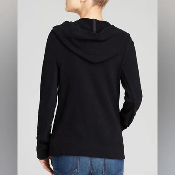 Standard James Perse Hooded Zip Front Sweatshirt Black Pockets Women's Medium - Picture 9 of 9